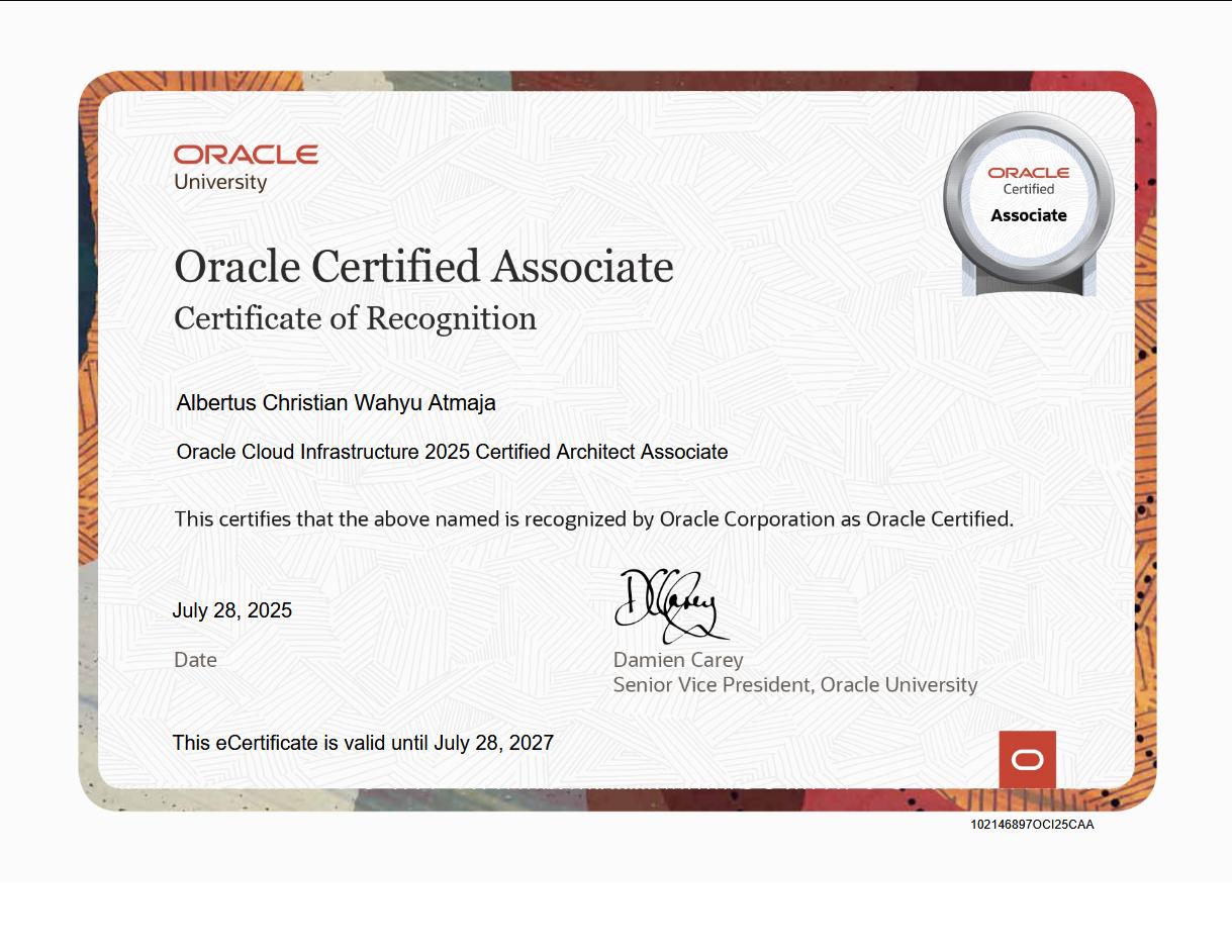 Oracle Cloud Infrastructure 2025 Certified Architect Associate badge